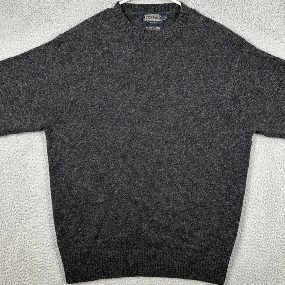 Pendleton Woolen Mills Mens XL Sweater Crewneck Dark Gray Shetland Wool Pullover